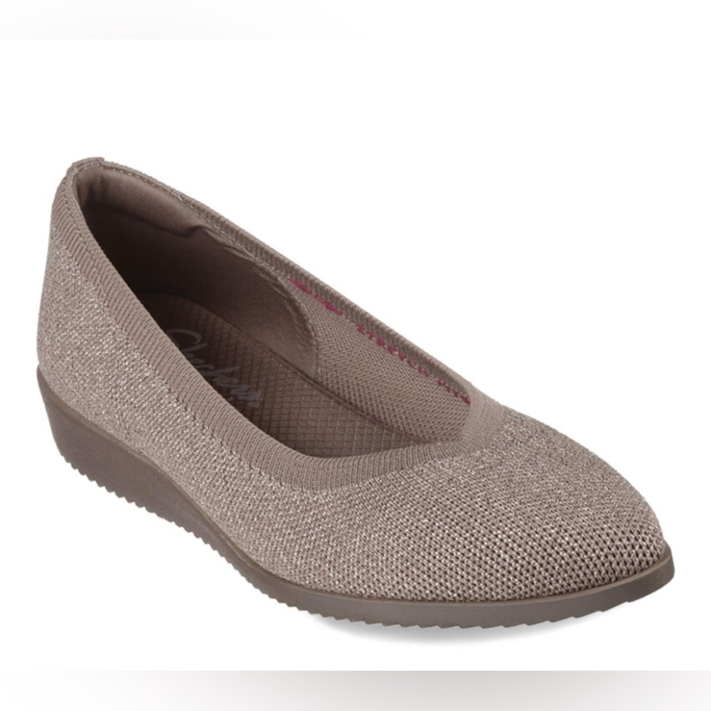 Women’s Skechers Cleo’s Memory Foam Brown Glittery Flats Size 6 NWT, No Box